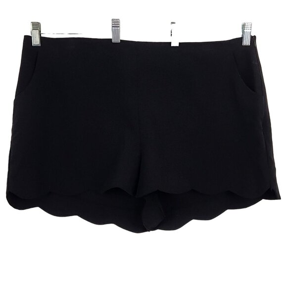 ASOS Shorts Women's Plus Size 18 High Rise Scallop Hem‎ Side Zip Black - Picture 2 of 8